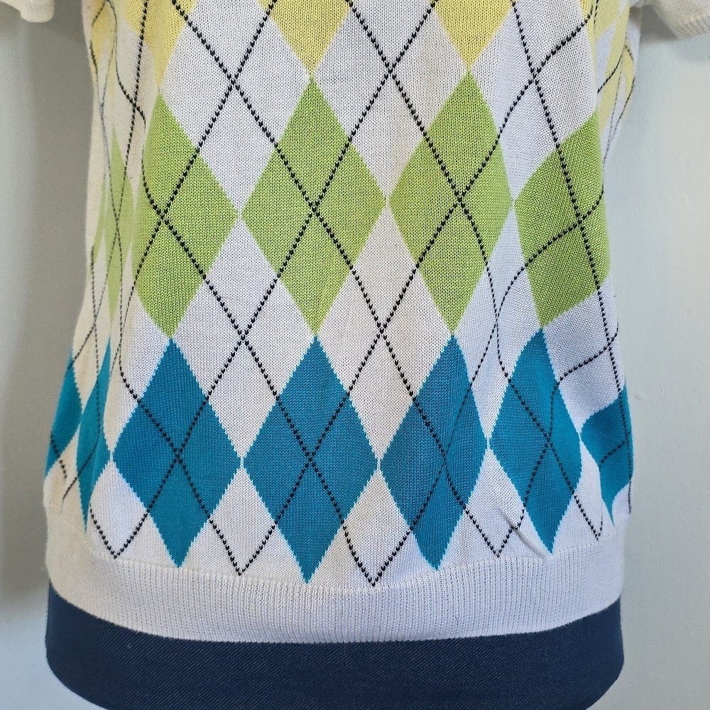 Requirements Shirt Sleeve Argyle Sweater V Neck - Picture 4 of 8